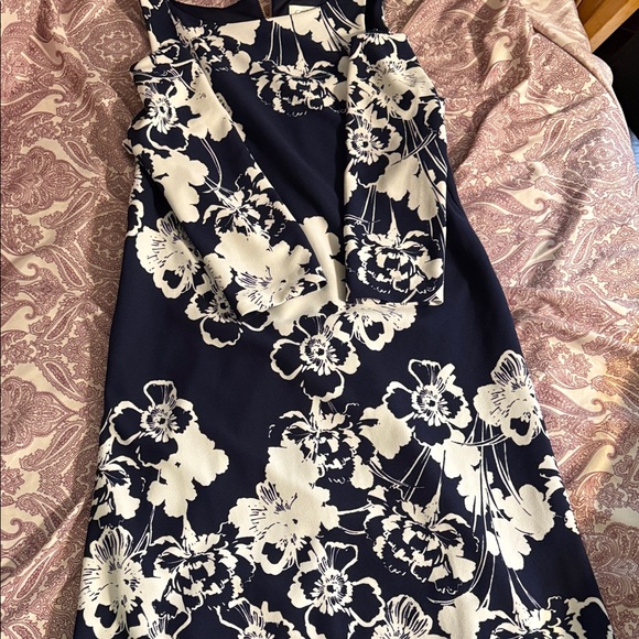 Eliza J Navy and Cream Floral Mini Dress - Picture 1 of 5